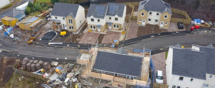 aerial view of a residential suburban construction project